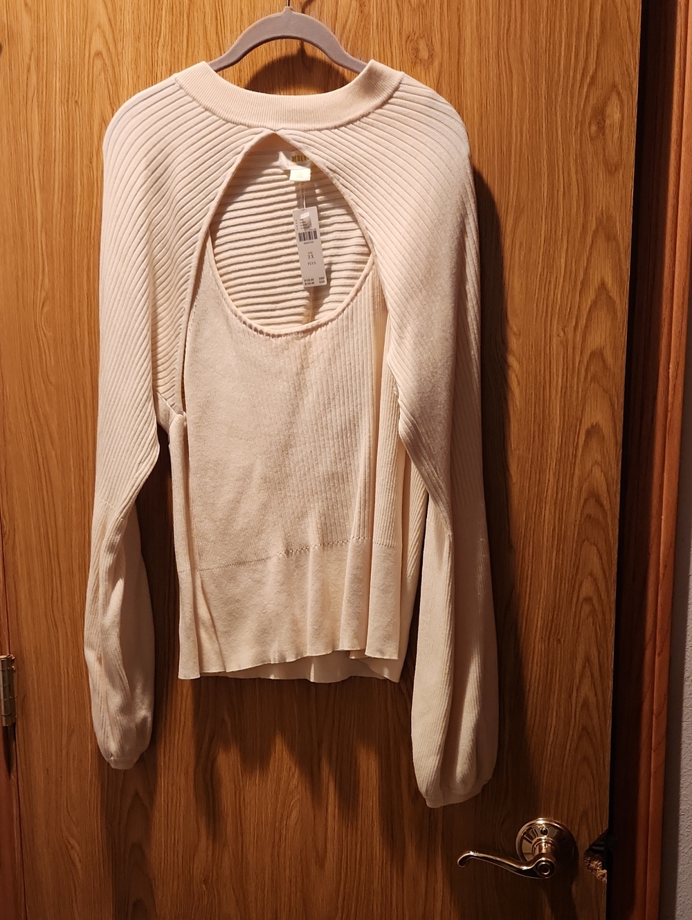 Maeve Open-Back Cream Women's 3X Sweater